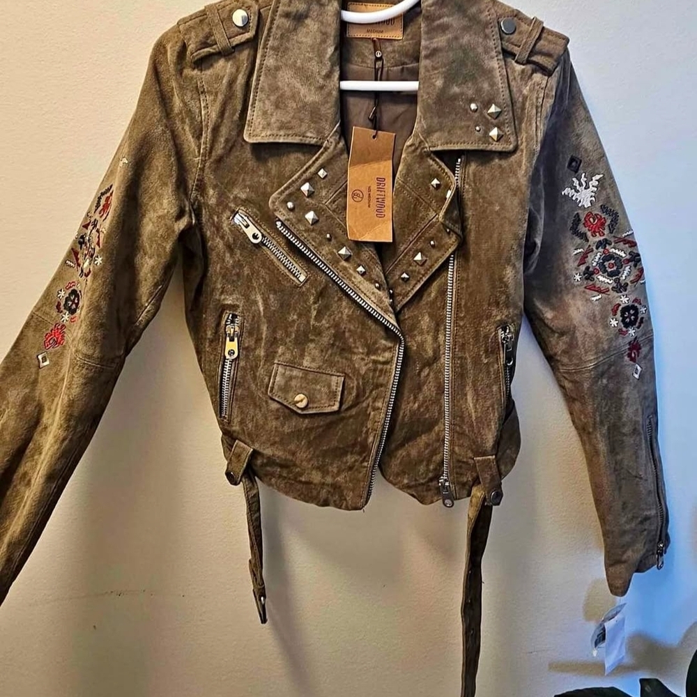 Embroidered Brown Suede Jacket